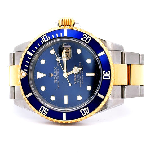Pre-Owned Rolex Submariner Date 40mm 2 Tone Watch 16613 18k Yellow Gold S107506
