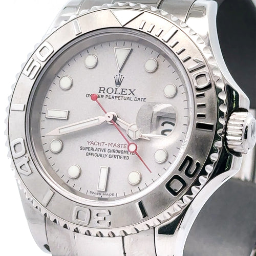 Pre-Owned Rolex Yacht Master 40mm Stainless Steel Watch 16622 platinum bezel
