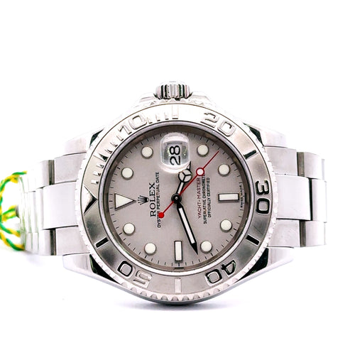 Pre-Owned Rolex Yacht Master 40mm Stainless Steel Watch 16622 platinum bezel