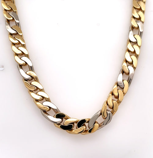 18K Yellow & white Gold Mens Fancy Link Chain Necklace, 229.1G, 30'  S107808