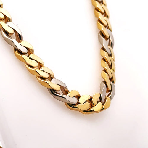18K Yellow & white Gold Mens Fancy Link Chain Necklace, 229.1G, 30'  S107808