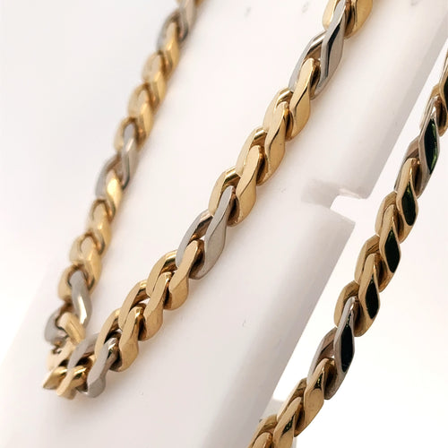 18K Yellow & white Gold Mens Fancy Link Chain Necklace, 229.1G, 30'  S107808
