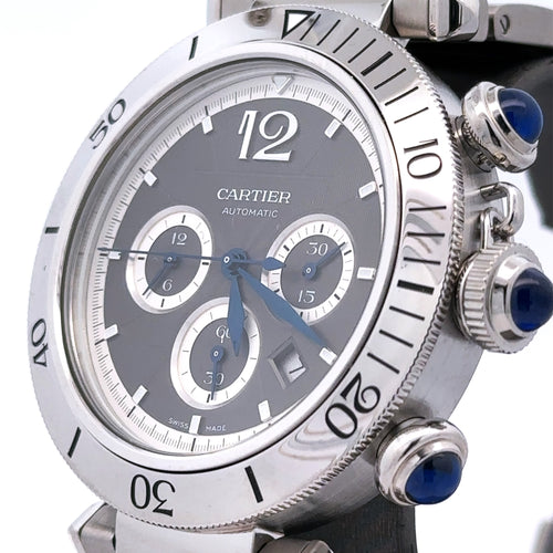 Cartier Pasha WSPA0027 Stainless Steel Chronograph 41mm Watch -brand new
