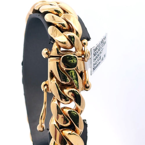 14k Yellow Gold Men's Cuban Link Bracelet,8.5", 142.3g, S107803