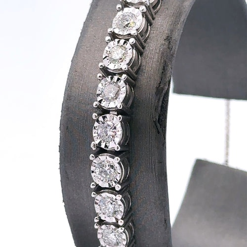 14k White Gold 2.25CT Diamond Bolo Bracelet, 11.2g, S107826