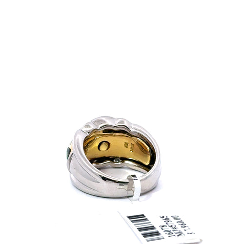 Asch Grossbardt 18k 2 tone Gold Gem & Diamond Ladies Band 15.9gm Size 6.5 S16078