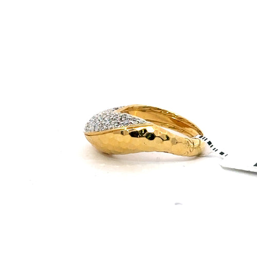 18k Yellow Gold 0.25 CT Diamond  Ladies Freeform Ring, 6.8gm, Size 7.25