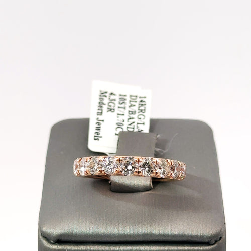 14k Rose Gold 1.50 CT Diamond Ladies Band, 4.3g, Size 7, S16081