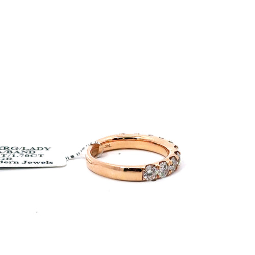 14k Rose Gold 1.50 CT Diamond Ladies Band, 4.3g, Size 7, S16081