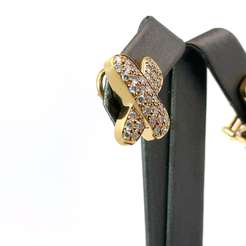 18k Yellow Gold 1.75CT Diamond X Shaped Earrings, 11.2gm, S107867