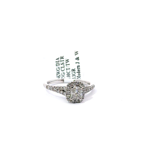 14k White Gold 0.75 Diamond Cluster Engagement Ring, 3.3g, Size  7, S107878