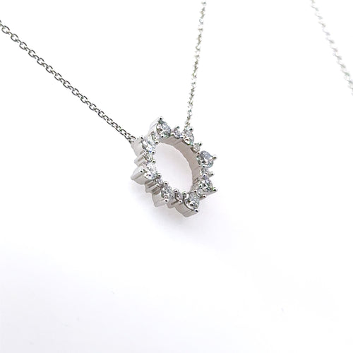 18k White Gold 0.20Ct Diamond Pendant Necklace 3.6G, S16042