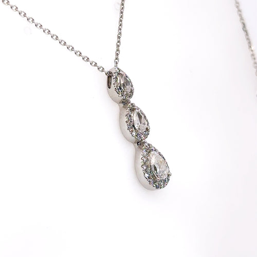 14k White Gold 1.25 CT pear Shape Diamond Pendant Necklace, 3.9gm, 18", S16046