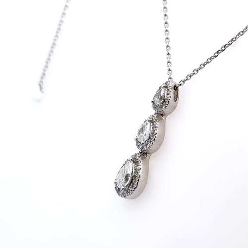 14k White Gold 1.25 CT pear Shape Diamond Pendant Necklace, 3.9gm, 18", S16046