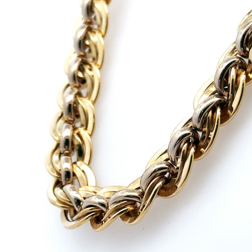 18K Yellow & white Gold Mens Fancy Link Chain Necklace,43.5G, 18'  S107837