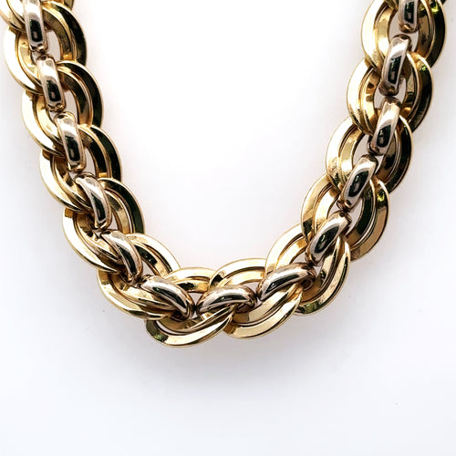18K Yellow & white Gold Mens Fancy Link Chain Necklace,43.5G, 18'  S107837