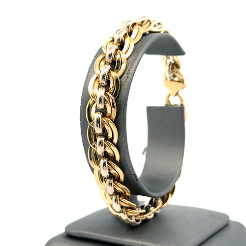 18K Yellow & White Gold Fancy Bracelet, 20.5g 8" S107836