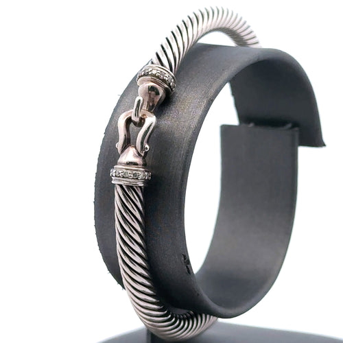 David Yurman silver & Diamond Cable Classic Cuff Bracelet, 29.5Gm