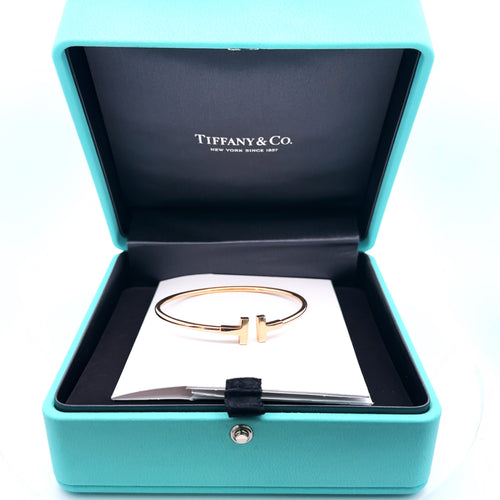 Tiffany 18k Rose Gold Wire Bracelet, 8.1g, Size medium