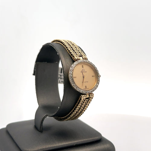 Omega 14k Yellow Gold Diamond Bezel Ladies Watch 27.5 Grams,20mm (Pre-owned)