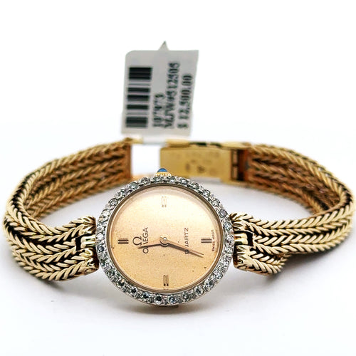 Omega 14k Yellow Gold Diamond Bezel Ladies Watch 27.5 Grams,20mm (Pre-owned)