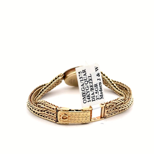 Omega 14k Yellow Gold Diamond Bezel Ladies Watch 27.5 Grams,20mm (Pre-owned)