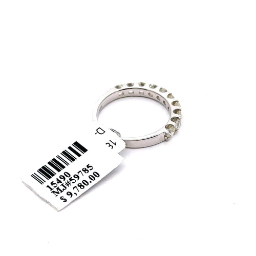 18k White Gold 1.00CT Diamond Ladies Wedding Band, 2.8G, Size 6.25,  S15490