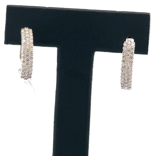 10K White Gold 1.25 CT Diamond Hoop Earrings, 4.3gm, S15061