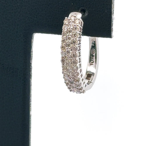 10K White Gold 1.25 CT Diamond Hoop Earrings, 4.3gm, S15061