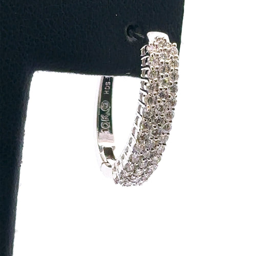 10K White Gold 1.25 CT Diamond Hoop Earrings, 4.3gm, S15061