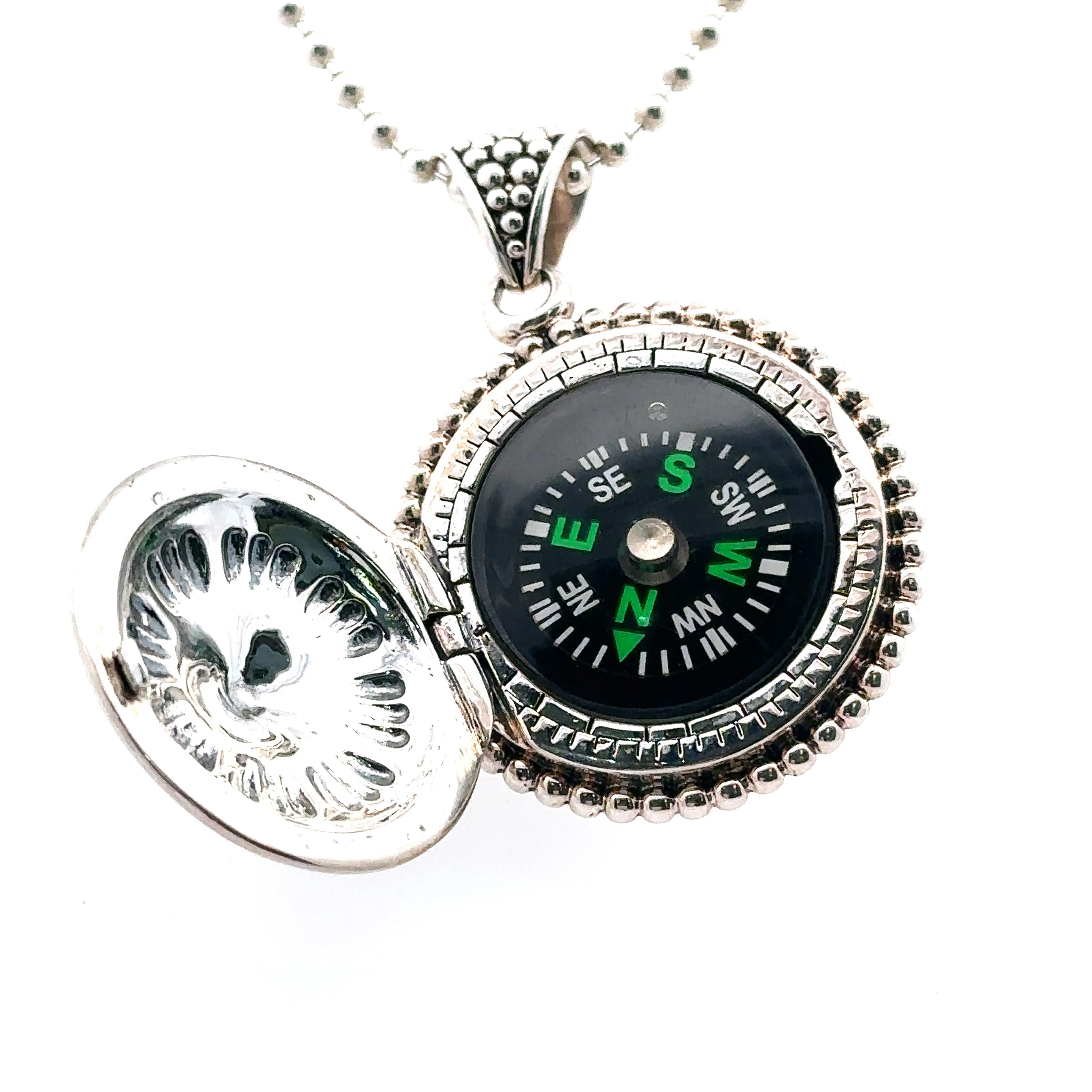 Lagos Signature Caviar Compass Necklace 36 Silver 33.7grams