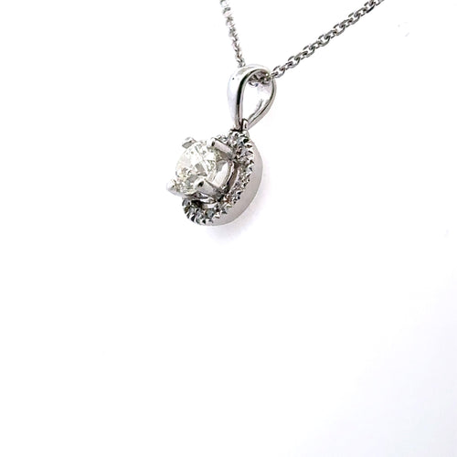 14k White Gold 0.65 Ct Diamond Pendant Necklace, 2.8gm, S107550