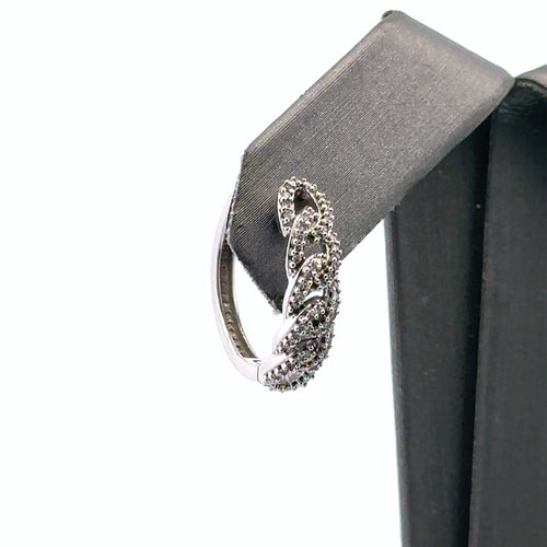 10k White Gold .50CT Diamond Cuban Style Hoop Earrings, 3.5gm, S14901