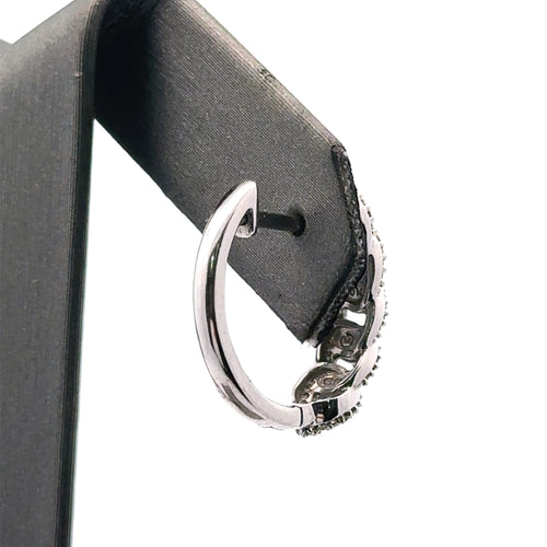 10k White Gold .50CT Diamond Cuban Style Hoop Earrings, 3.5gm, S14901