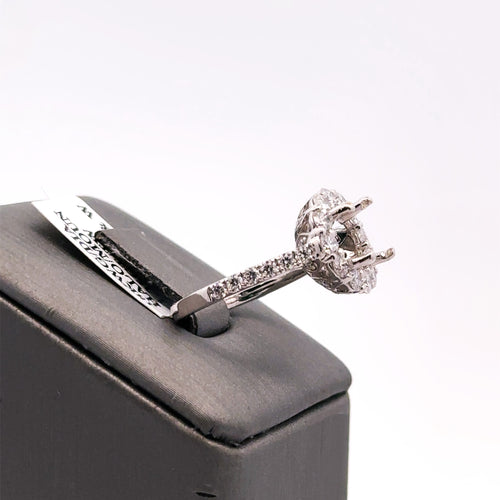 18k white Gold 1.00CT Diamond Halo Engagement Ring Mounting, 4.3gm, S105994