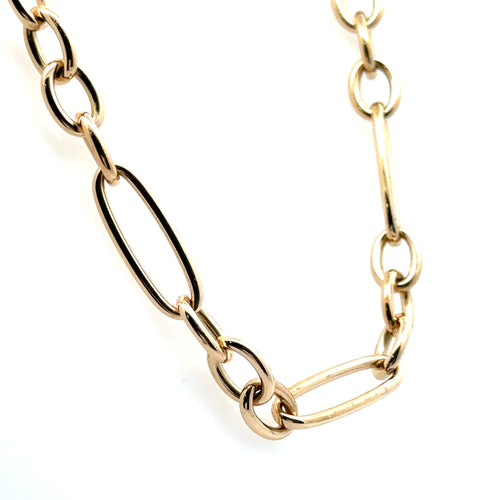 Roberto Coin Alternating Gold Oval Link Short Chain Necklace 18.5" 18.2grams