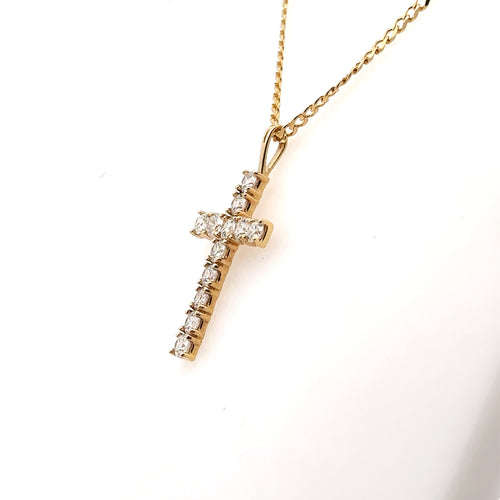 14k Yellow Gold 1.00 CT Diamond Cross Pendant Necklace, 5.1gm, S107911