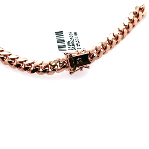 Men's Miami Cuban Link Chain necklace  10k Rose Gold - 75.2g Length - 22 Inches