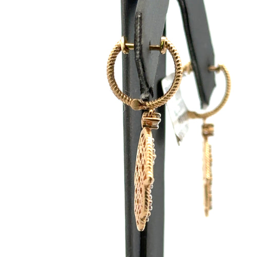 18k Yellow Gold .25 CT Diamond Hamsa Earrings, 4.0gm, 14816