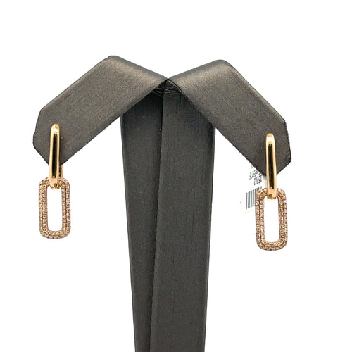 14k Yellow Gold .50CT Diamond paperclip Earrings, 3.0gm, S15502