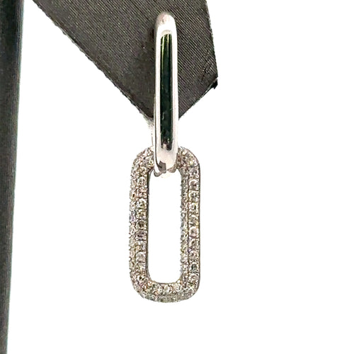 14k White Gold .50CT Diamond paperclip Earrings, 2.8gm, S15501