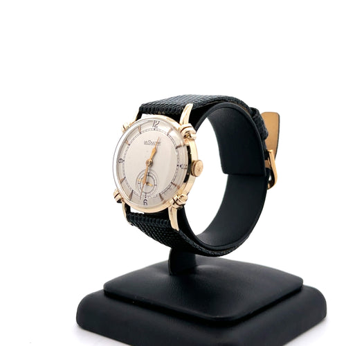 Vintage LeCoultre Solid 14K Yellow Gold silver Dial 33mm watch- preowned 100359