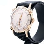 Vintage LeCoultre Solid 14K Yellow Gold silver Dial 33mm watch- preowned 100359