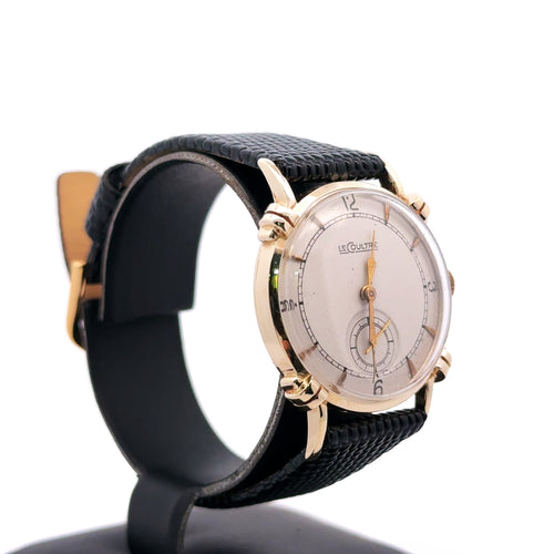 Vintage LeCoultre Solid 14K Yellow Gold silver Dial 33mm watch- preowned 100359