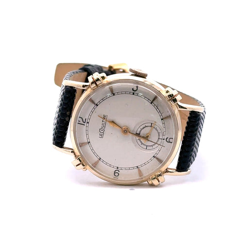 Vintage LeCoultre Solid 14K Yellow Gold silver Dial 33mm watch- preowned 100359