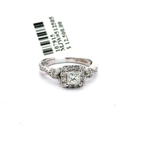 Vera Wang 14k White Gold 1.00CT Diamond Engagement Ring Size 6.50 S107915