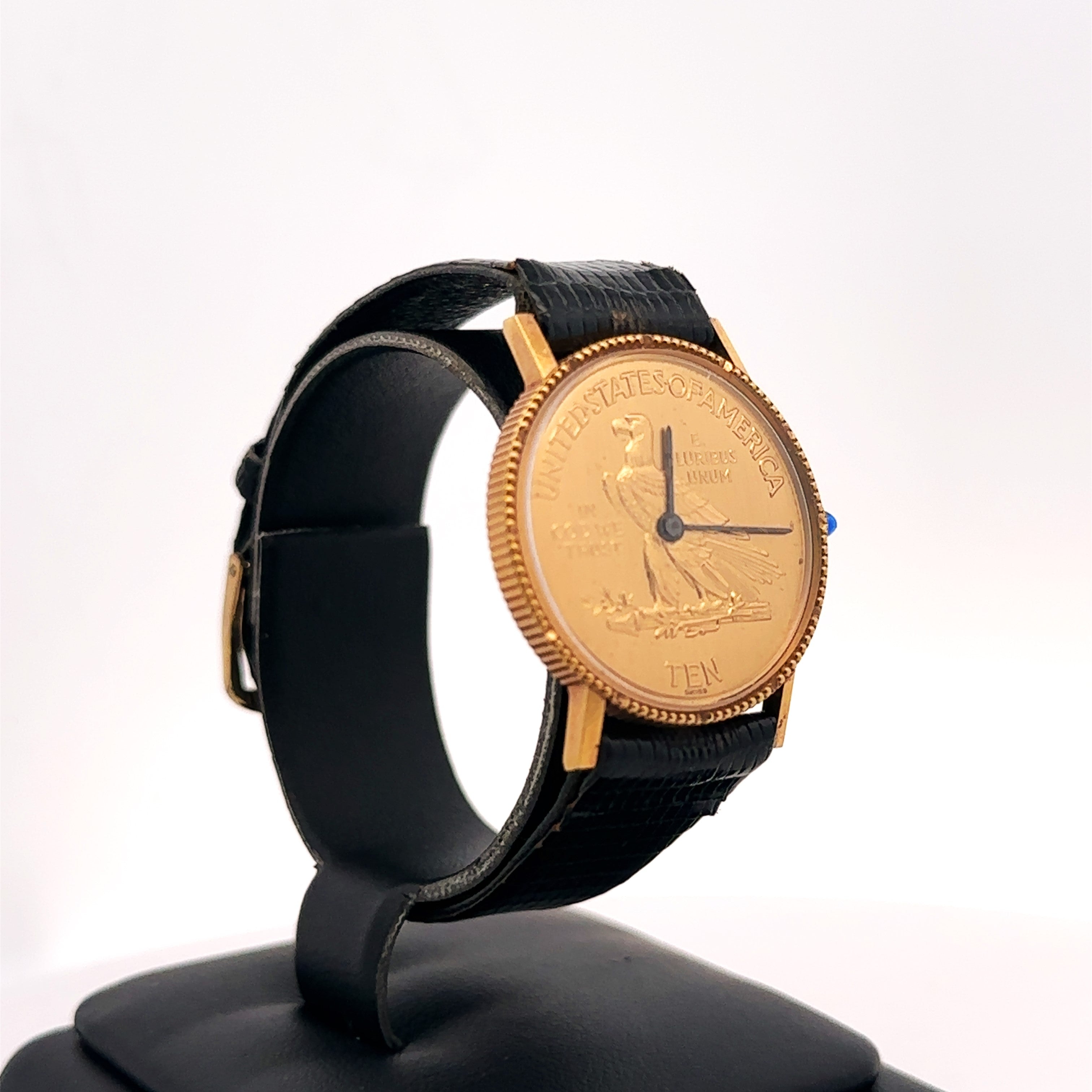 LUCIEN PICCARD Vintage 18K Yellow gold $10 Coin Style Watch- Pre Owned