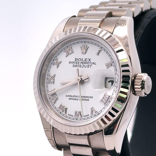 Pre-Owned Rolex Datejust Presidential 26mm 18k white Gold Watch 179179