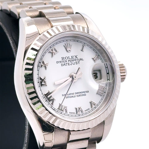 Pre-Owned Rolex Datejust Presidential 26mm 18k white Gold Watch 179179