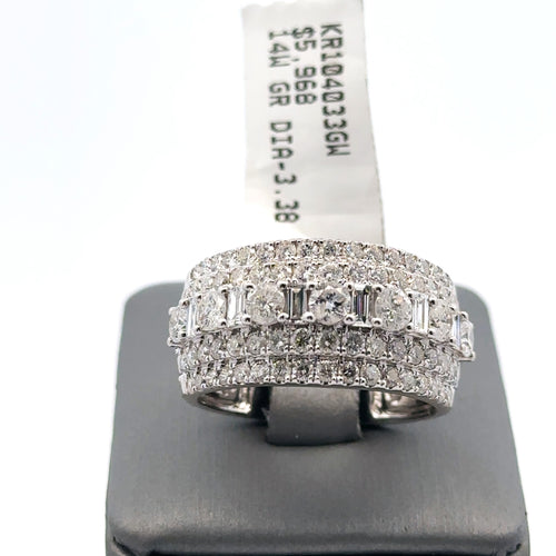 14k White Gold 3.40CT Emerald Cut Baguettes Diamond Band 11.2g Size 11 S107956